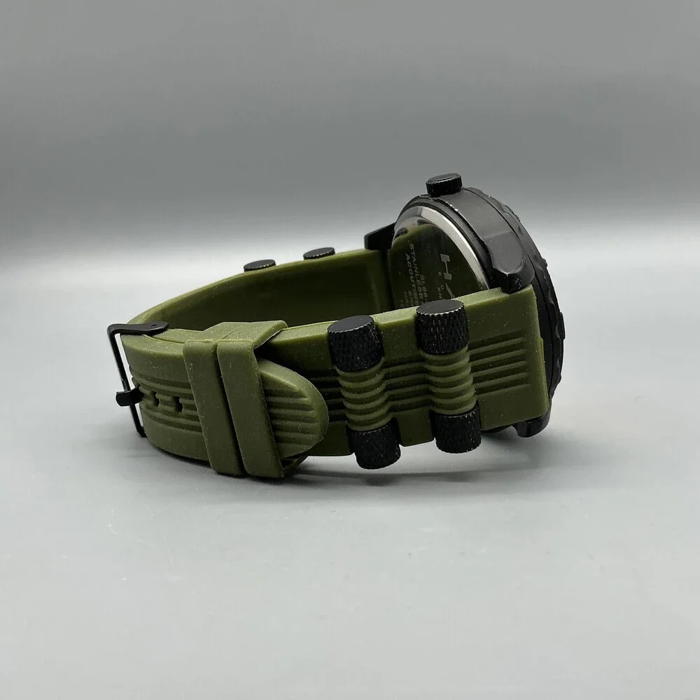 Accutime Halo 5 Guardians Mens Watch 51mm Helmet Green Silicone New Battery
